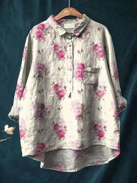 Isadora – Dames Blouse met Bloemenprint en Knoopsluiting