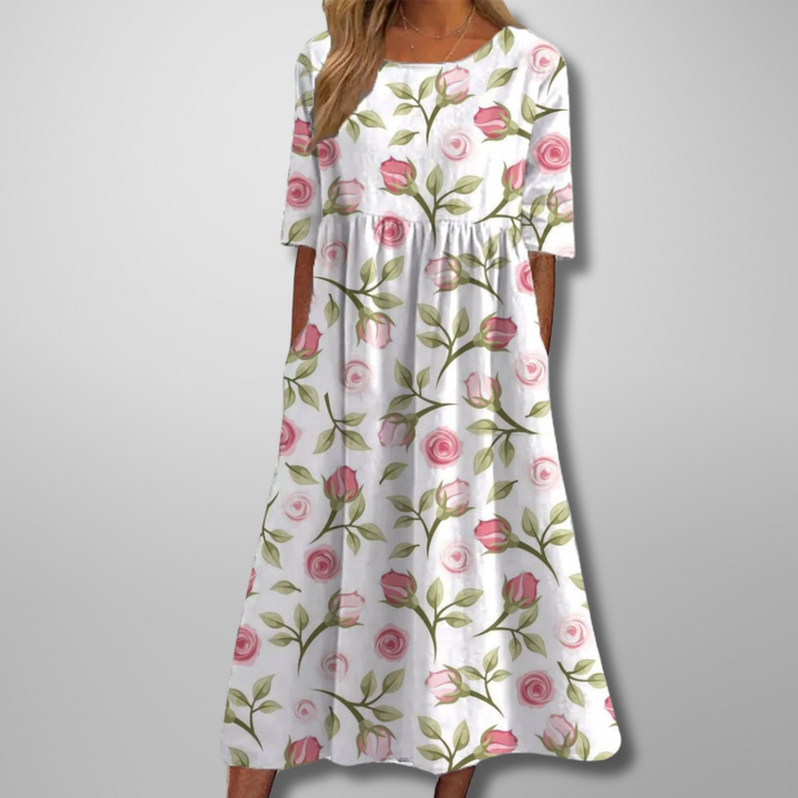 Nicoletta – Relaxte Bloemen Midi Jurk