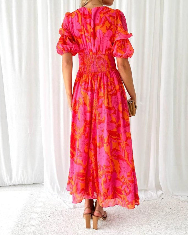 Gerardina – Elegante Maxi Jurk in Rood Roze