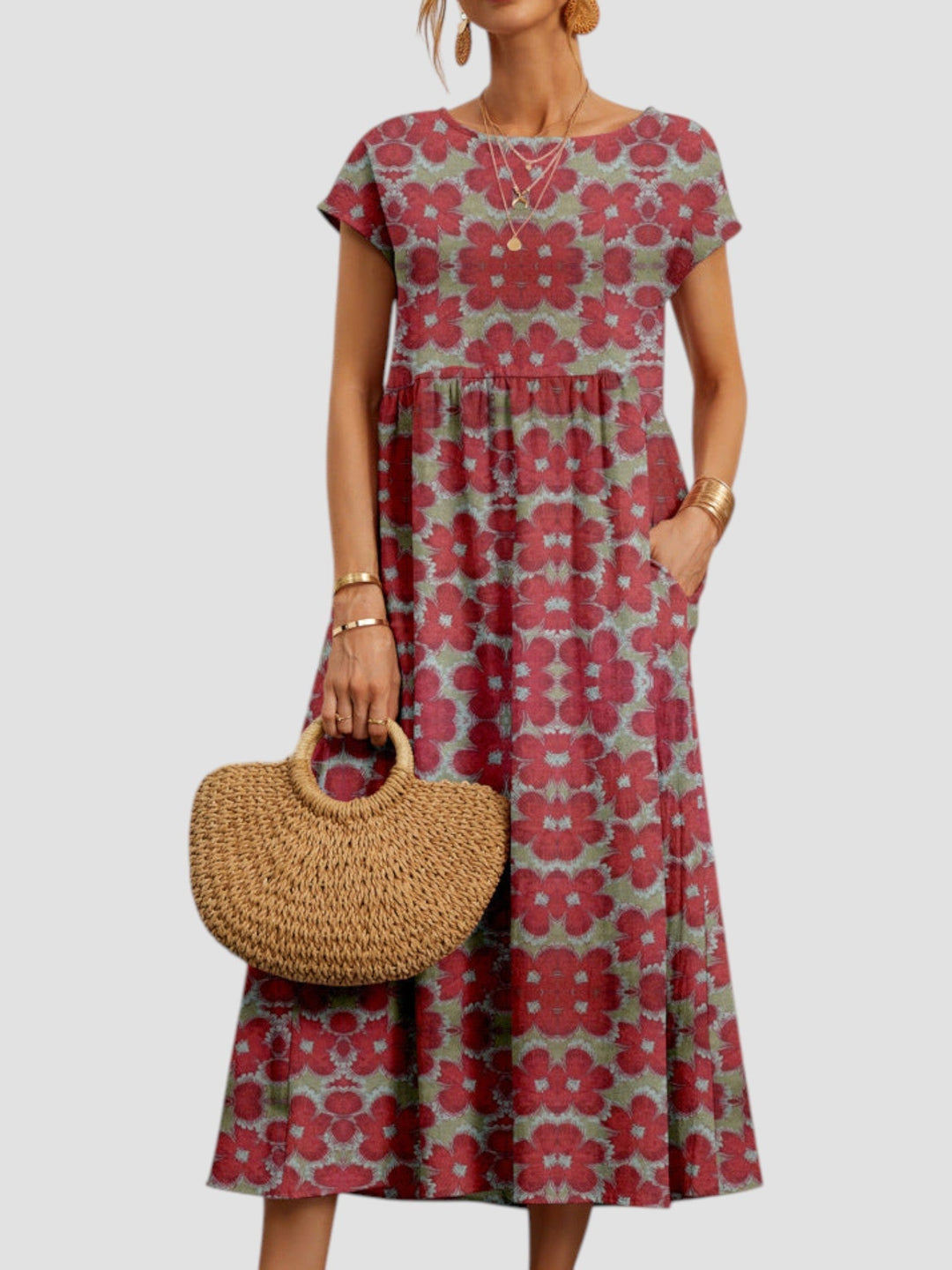 Lorena - Dames Jurk Geometrische Print Midi