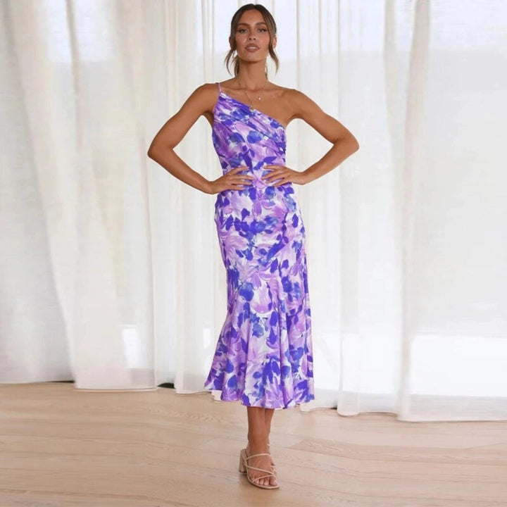 Carmelina - Dames Zomer Maxi jurk met Asymmetrische Snit en Bloemmotief