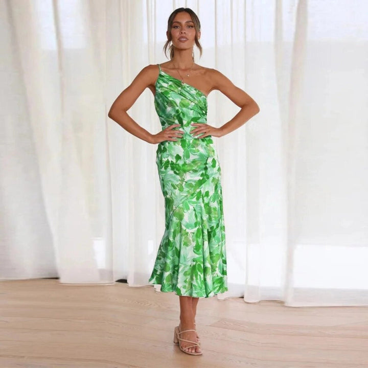 Carmelina - Dames Zomer Maxi jurk met Asymmetrische Snit en Bloemmotief