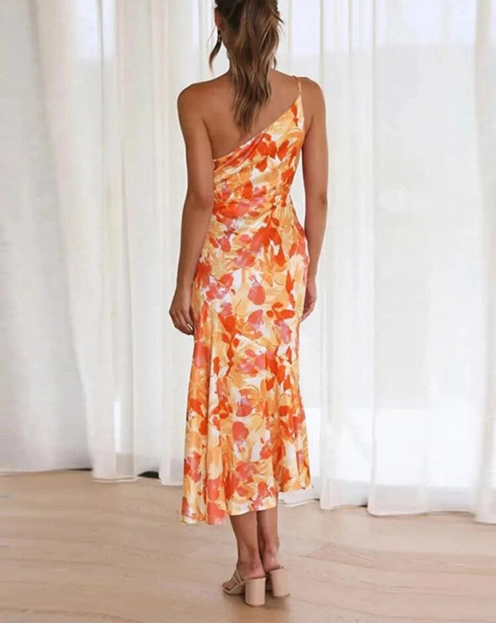 Carmelina - Dames Zomer Maxi jurk met Asymmetrische Snit en Bloemmotief