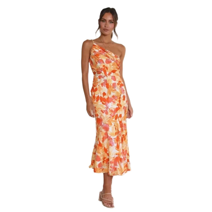 Carmelina - Dames Zomer Maxi jurk met Asymmetrische Snit en Bloemmotief