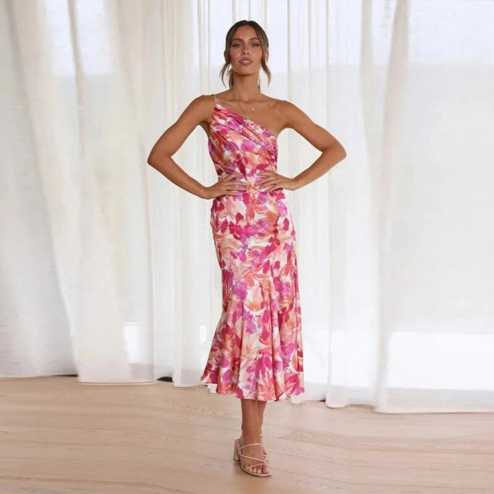 Carmelina - Dames Zomer Maxi jurk met Asymmetrische Snit en Bloemmotief