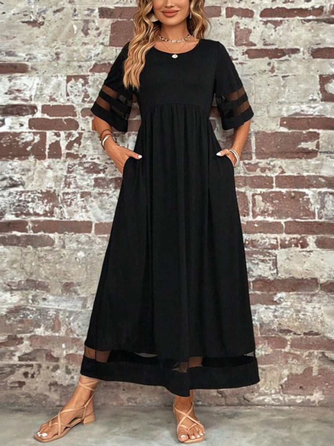Elenora - Dames Jurk Ronde Hals Maxi