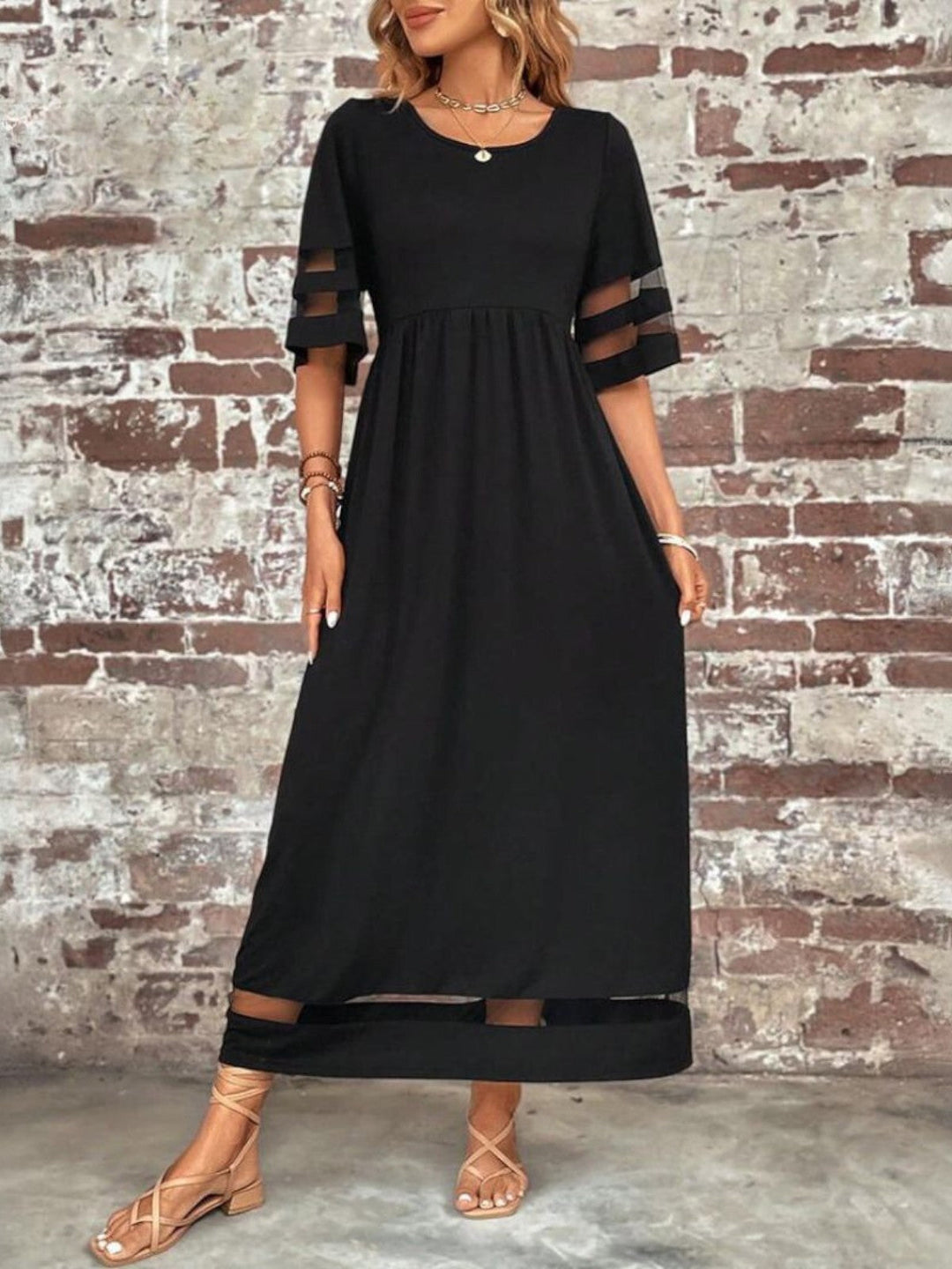 Elenora - Dames Jurk Ronde Hals Maxi