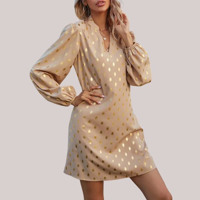 Styliani - Dames Elegante Stippen Mini Jurk