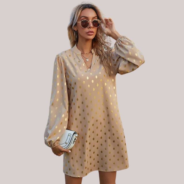 Styliani - Dames Elegante Stippen Mini Jurk