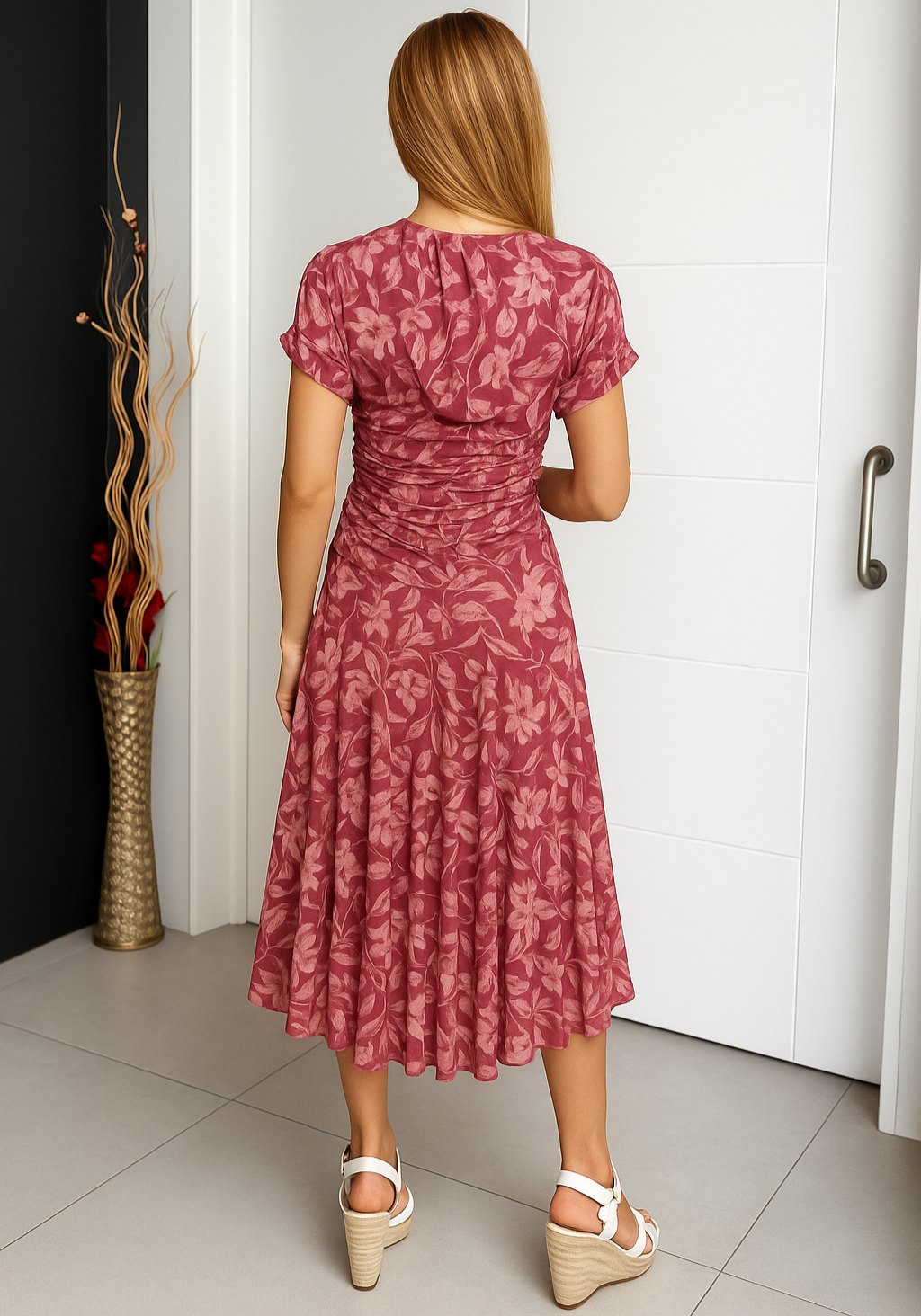 Avelina - Dames Jurk Bloemen Wikkel Midi