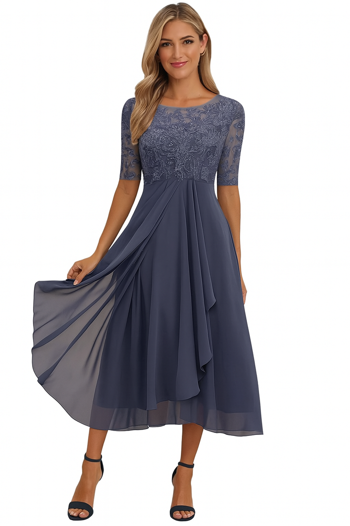 Carissa – Dames A-Lijn Kant Midi Jurk