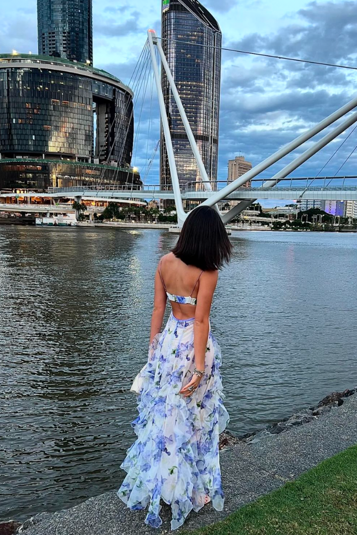 Valerina - Dames Zomer Bloemen Cut-Out Maxi Jurk