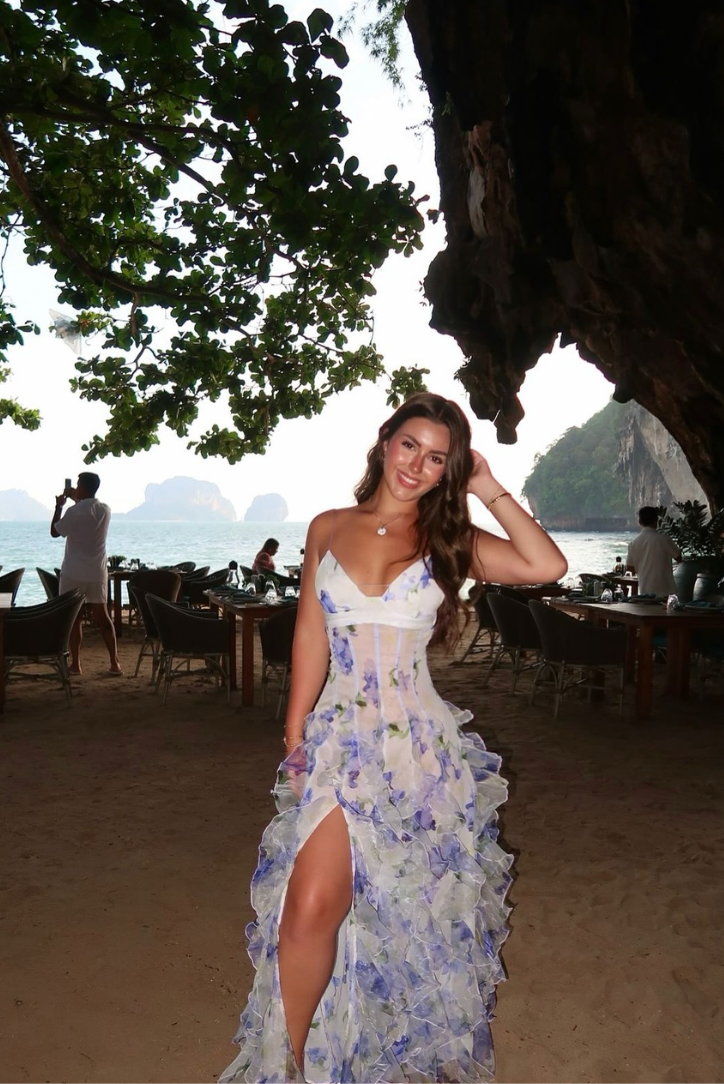 Valerina - Dames Zomer Bloemen Cut-Out Maxi Jurk