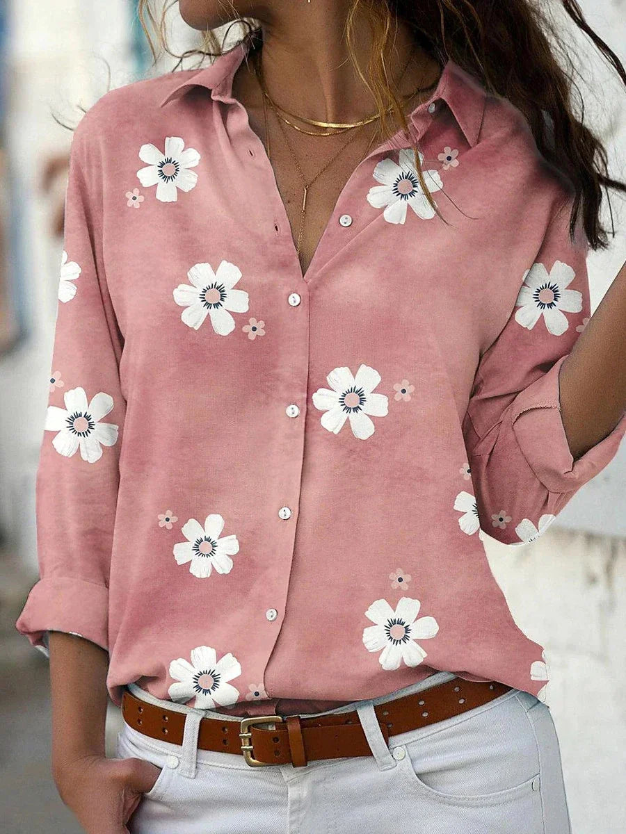 Francesca – Dames Blouse met Bloemenprint en Knoopsluiting