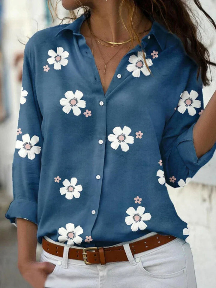 Francesca – Dames Blouse met Bloemenprint en Knoopsluiting