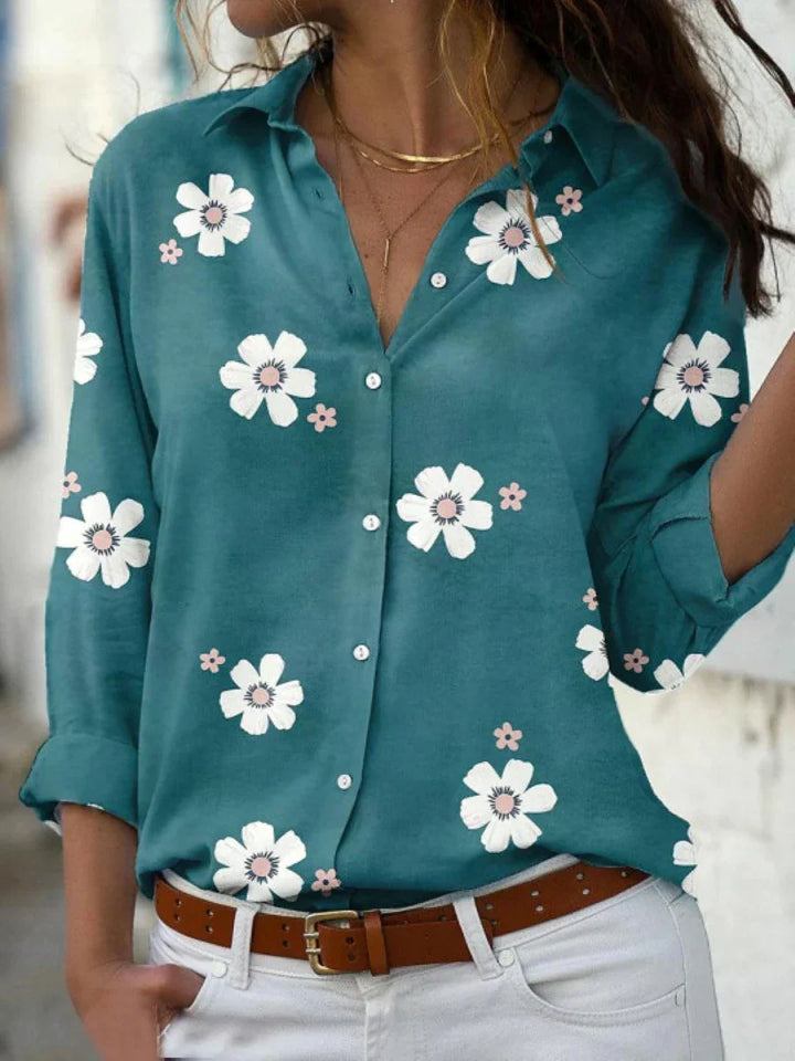 Francesca – Dames Blouse met Bloemenprint en Knoopsluiting