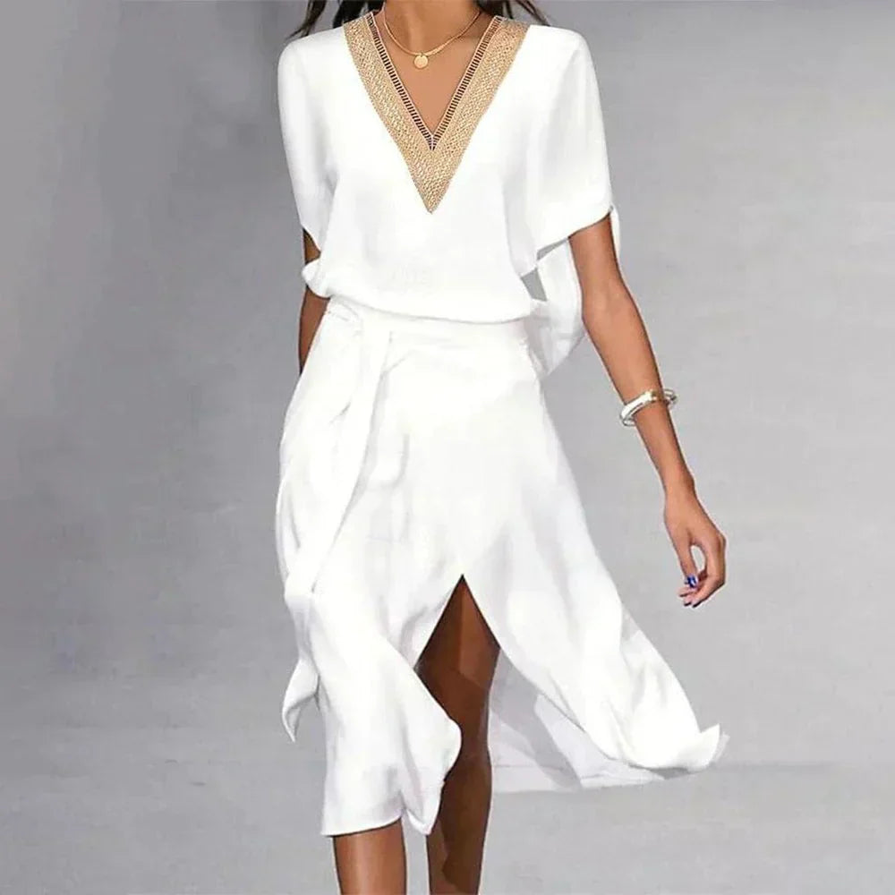 Calla – Dames Zomer V-Hals Midi Jurk