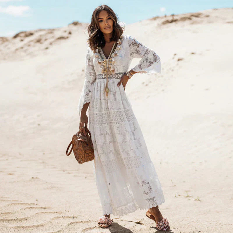 Phoebe – Dames Zomer Bohemian Lange Mouwen Maxi Jurk
