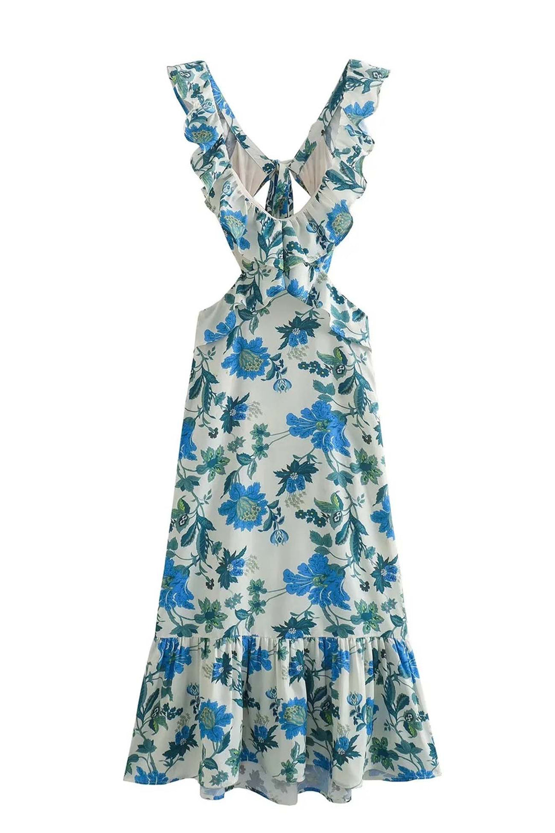Sophia – Dames Bloemen Elegante Ruffle Maxi Jurk