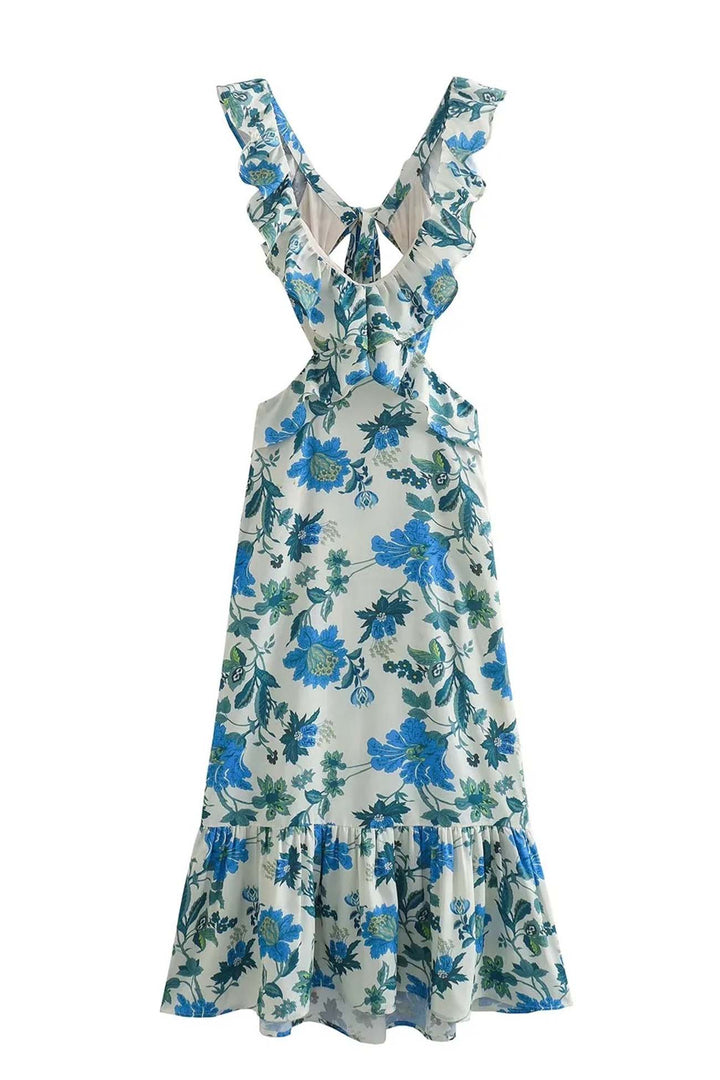 Sophia – Dames Bloemen Elegante Ruffle Maxi Jurk