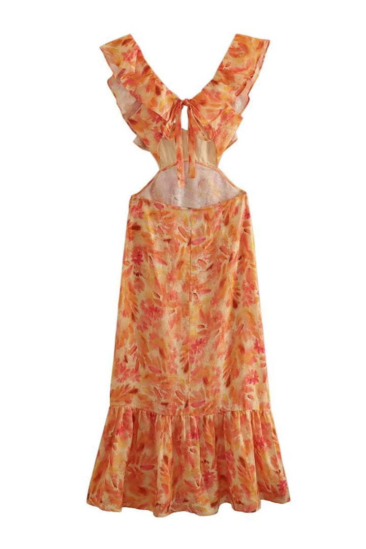 Sophia – Dames Bloemen Elegante Ruffle Maxi Jurk