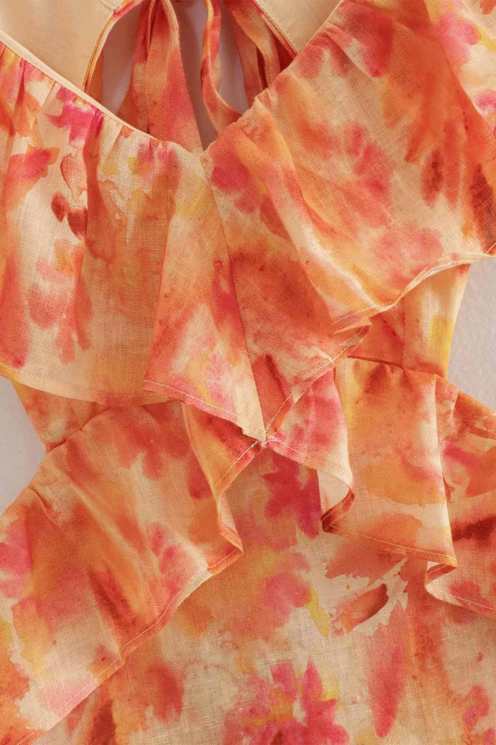 Sophia – Dames Bloemen Elegante Ruffle Maxi Jurk