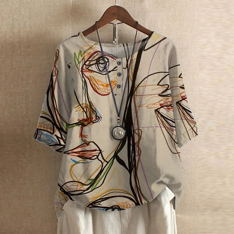 Amalia – Dames Blouse met Vintage Bloemenprint