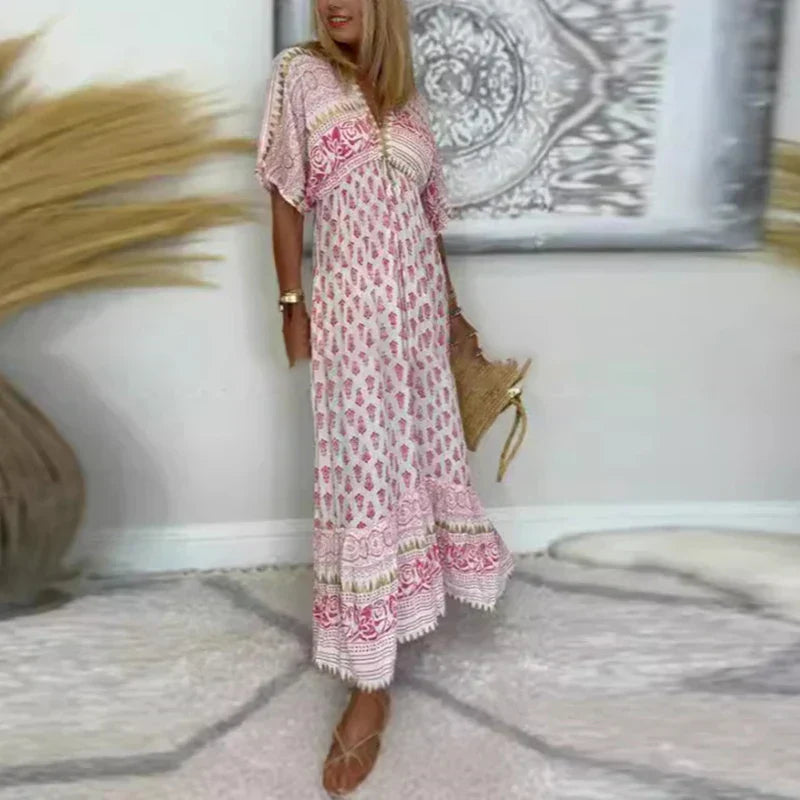 Solena - Dames Jurk Boho Print Maxi