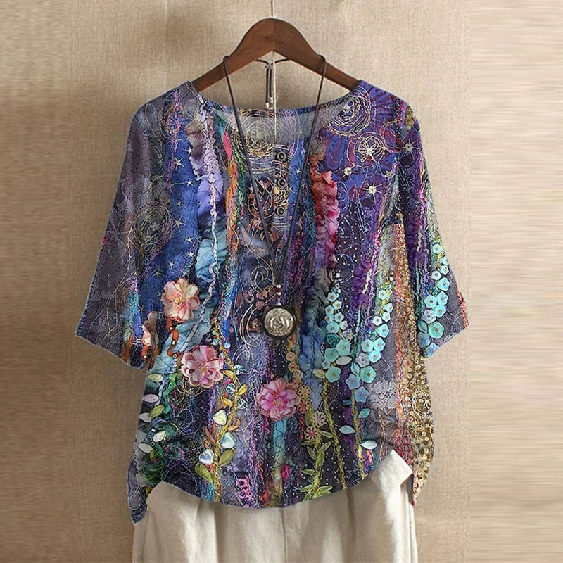 Amalia – Dames Blouse met Vintage Bloemenprint