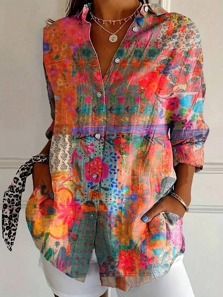 Camila – Dames Blouse met Kleurrijke Bloemenprint