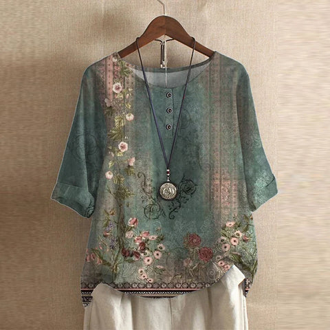 Amalia – Dames Blouse met Vintage Bloemenprint