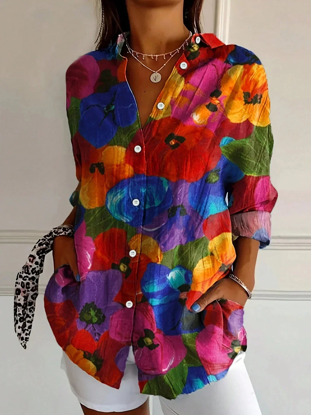 Camila – Dames Blouse met Kleurrijke Bloemenprint