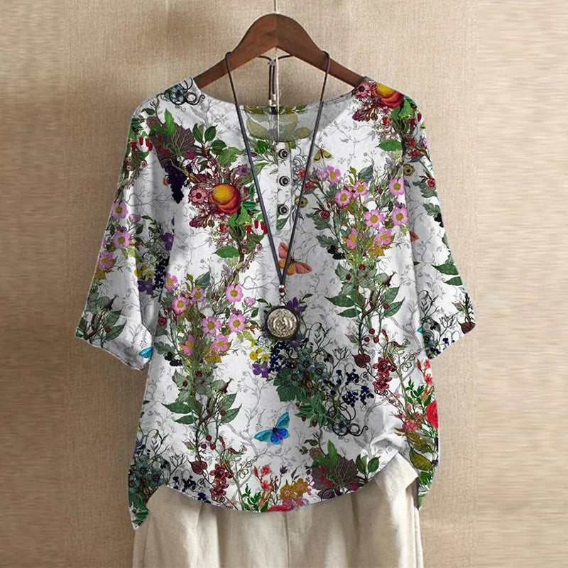 Amalia – Dames Blouse met Vintage Bloemenprint