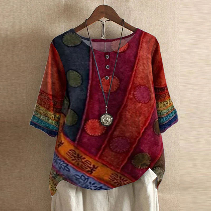 Amalia – Dames Blouse met Vintage Bloemenprint