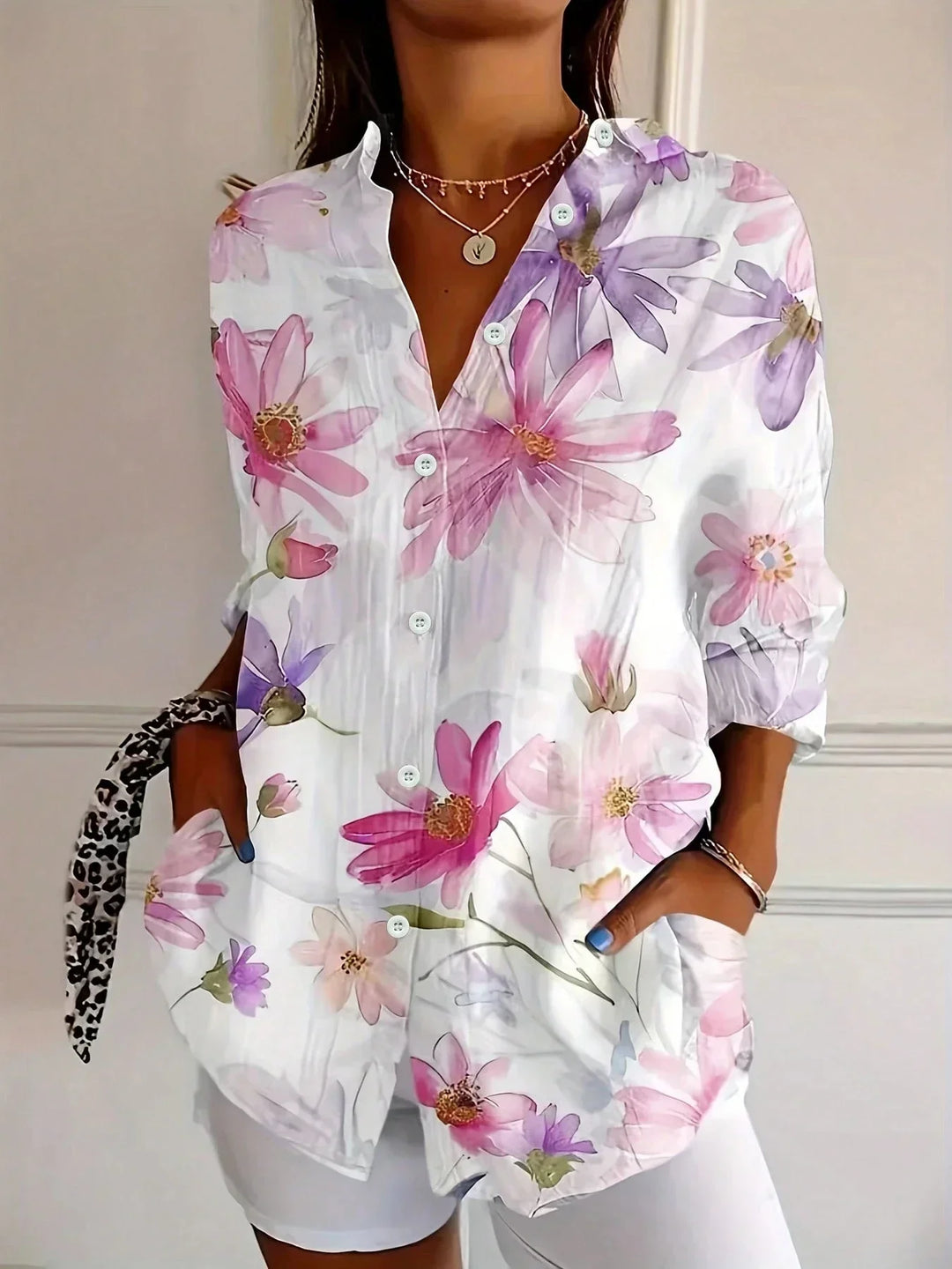 Camila – Dames Blouse met Kleurrijke Bloemenprint