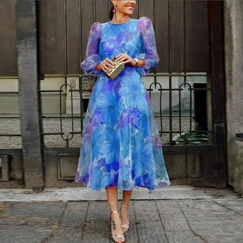 Anastasia - Dames Bruidsgastjurk Formele Bloemen Midi-jurk