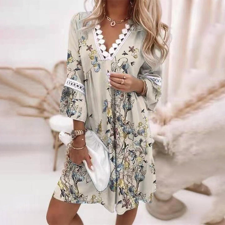 Lydia - Boho Losvallende Mini Jurk met Print