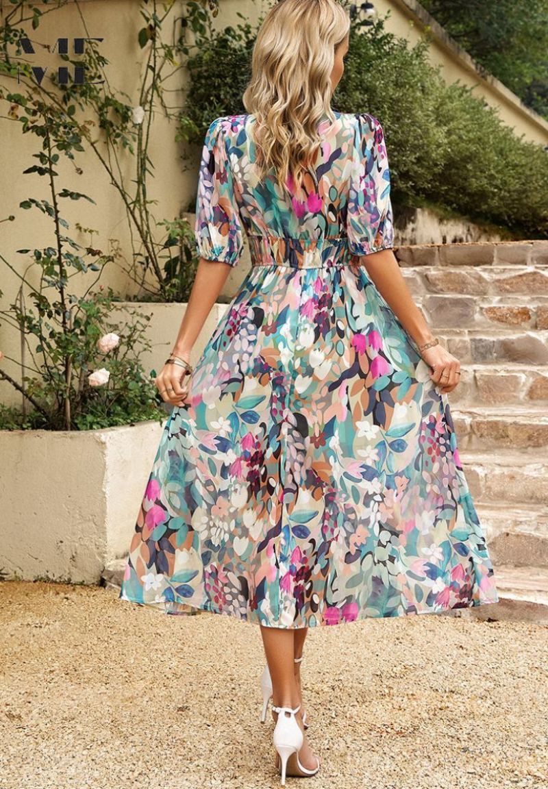 Valencia - Dames Jurk Midi met bloemenprint