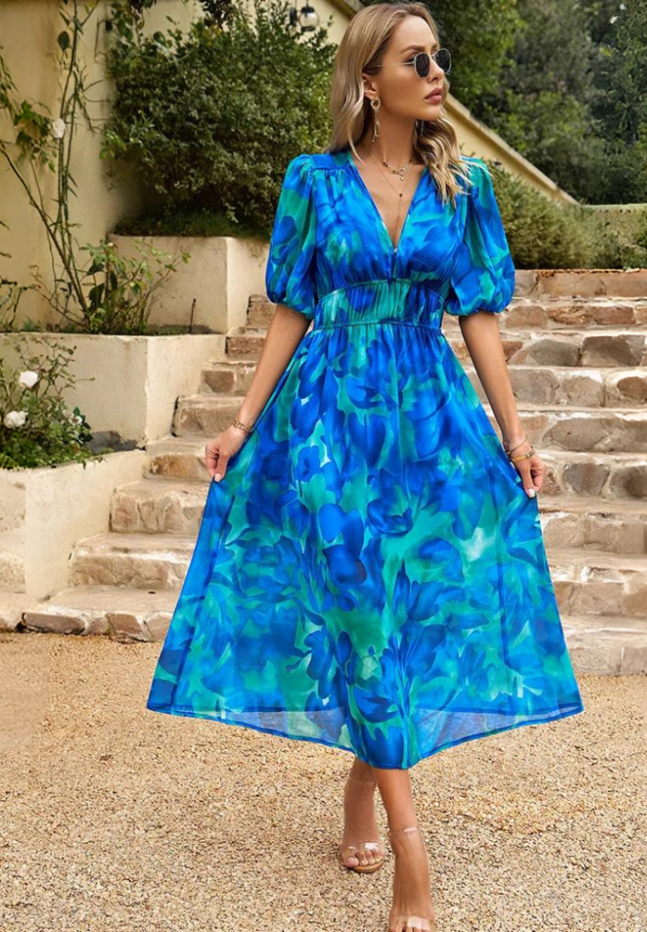 Valencia - Dames Jurk Midi met bloemenprint