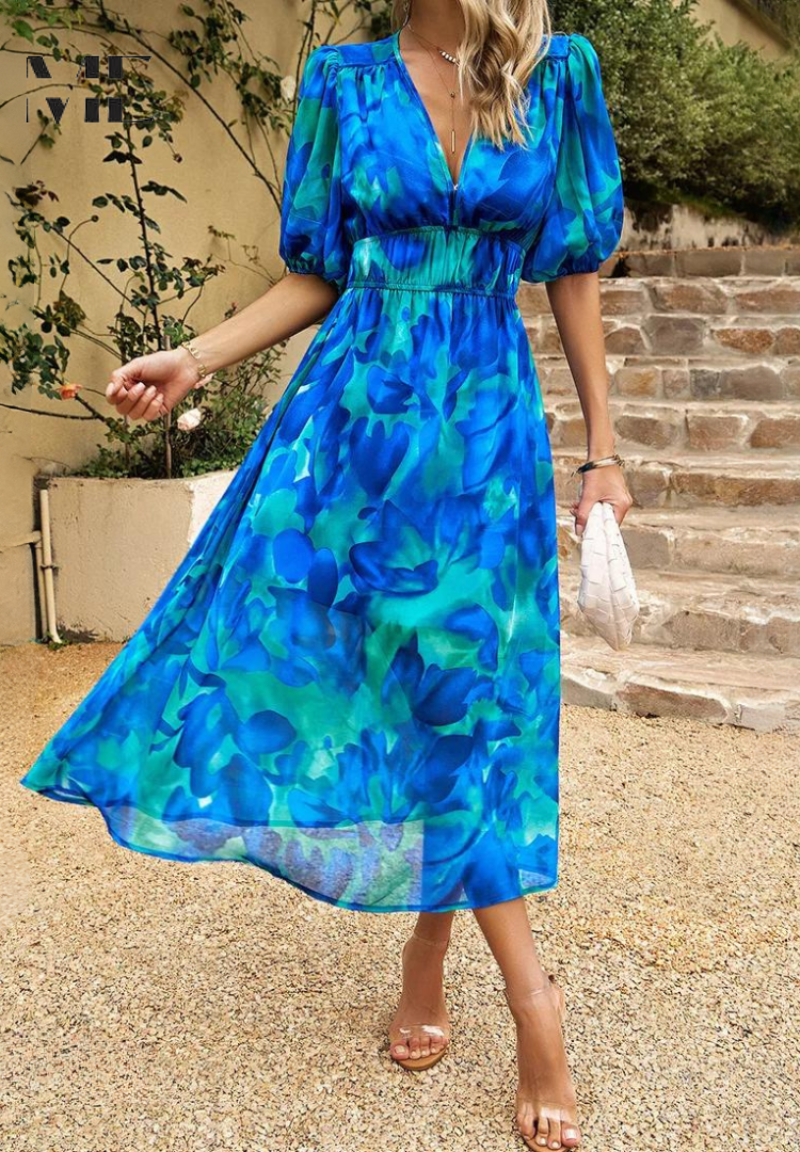 Valencia - Dames Jurk Midi met bloemenprint