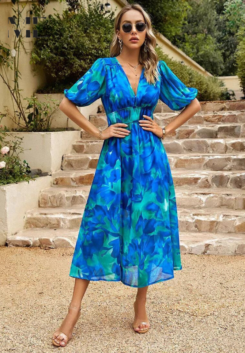 Valencia - Dames Jurk Midi met bloemenprint