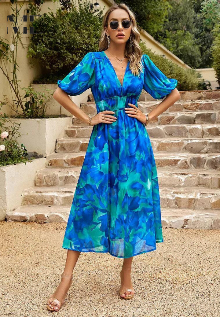 Valencia - Dames Jurk Midi met bloemenprint