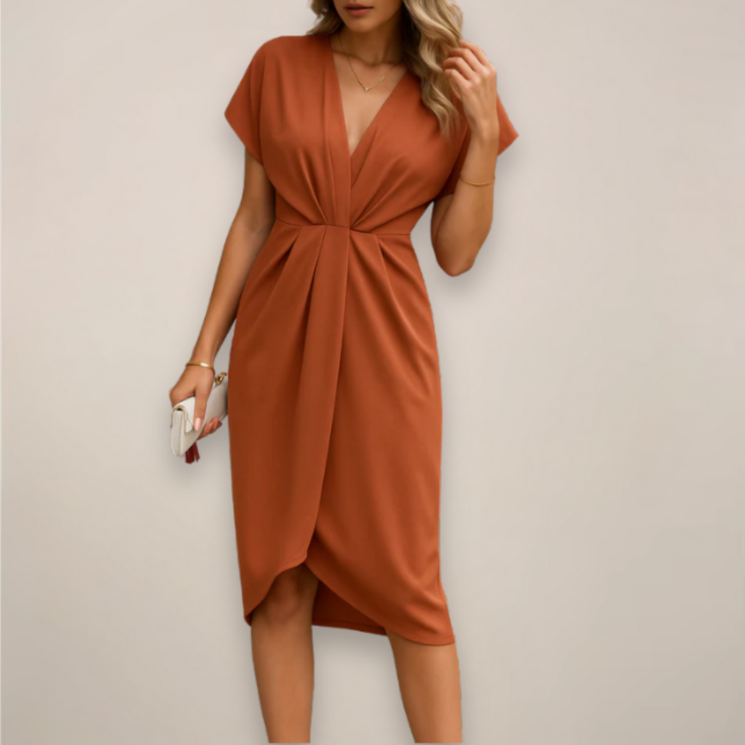 Eleni – Dames Midi Wrap Gelegenheidsjurk