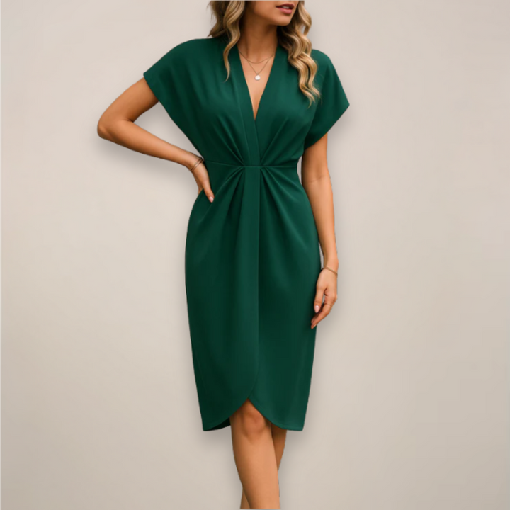 Eleni – Dames Midi Wrap Gelegenheidsjurk