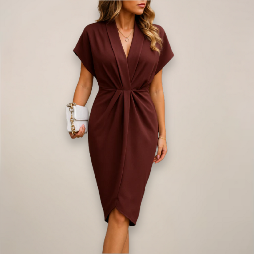 Eleni – Dames Midi Wrap Gelegenheidsjurk