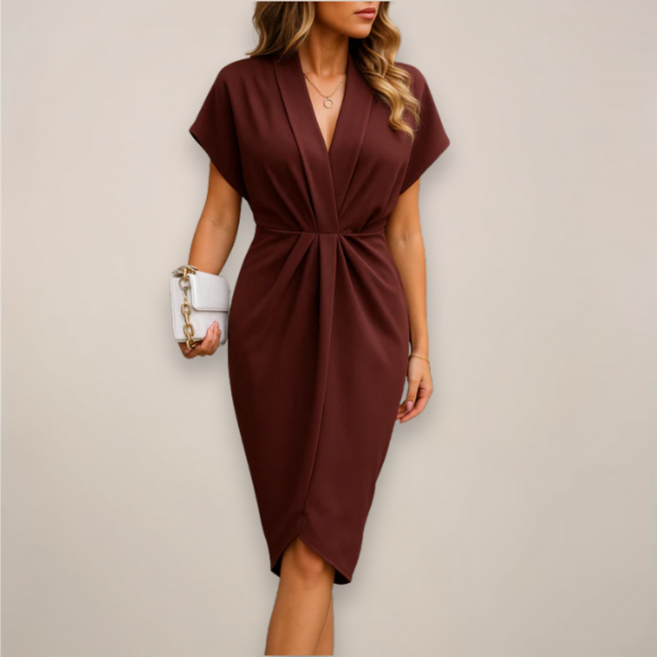 Eleni – Dames Midi Wrap Gelegenheidsjurk