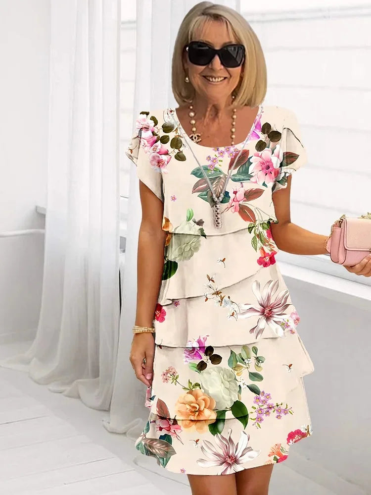Violetta - Dames Jurk Bloemen Gelaagde Mini