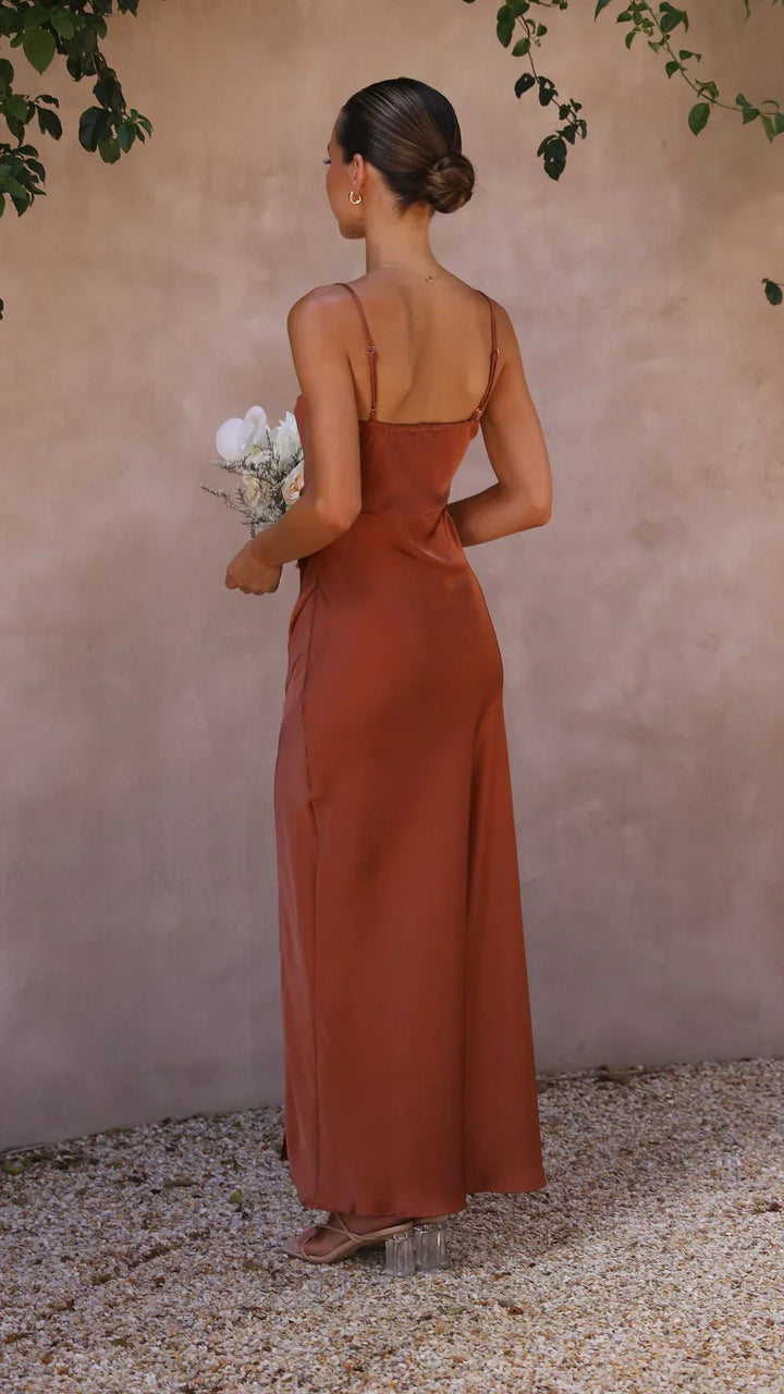 Giada – Dames Lente Satin Slip Maxi Jurk