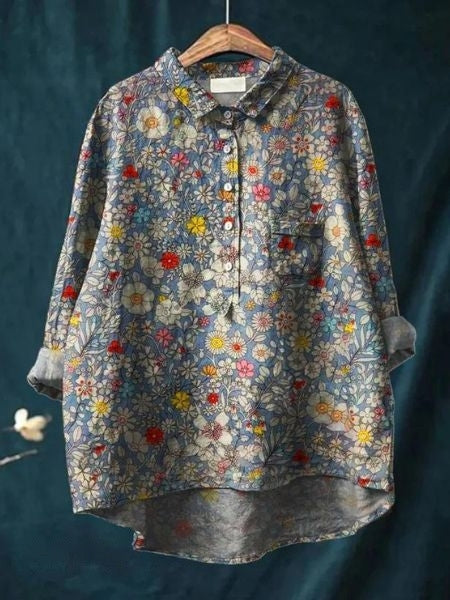 Isadora – Dames Blouse met Bloemenprint en Knoopsluiting