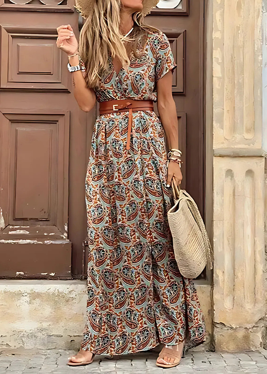 Alexa - Luchtige Boho Maxi Jurk Met Bijpassende Riem